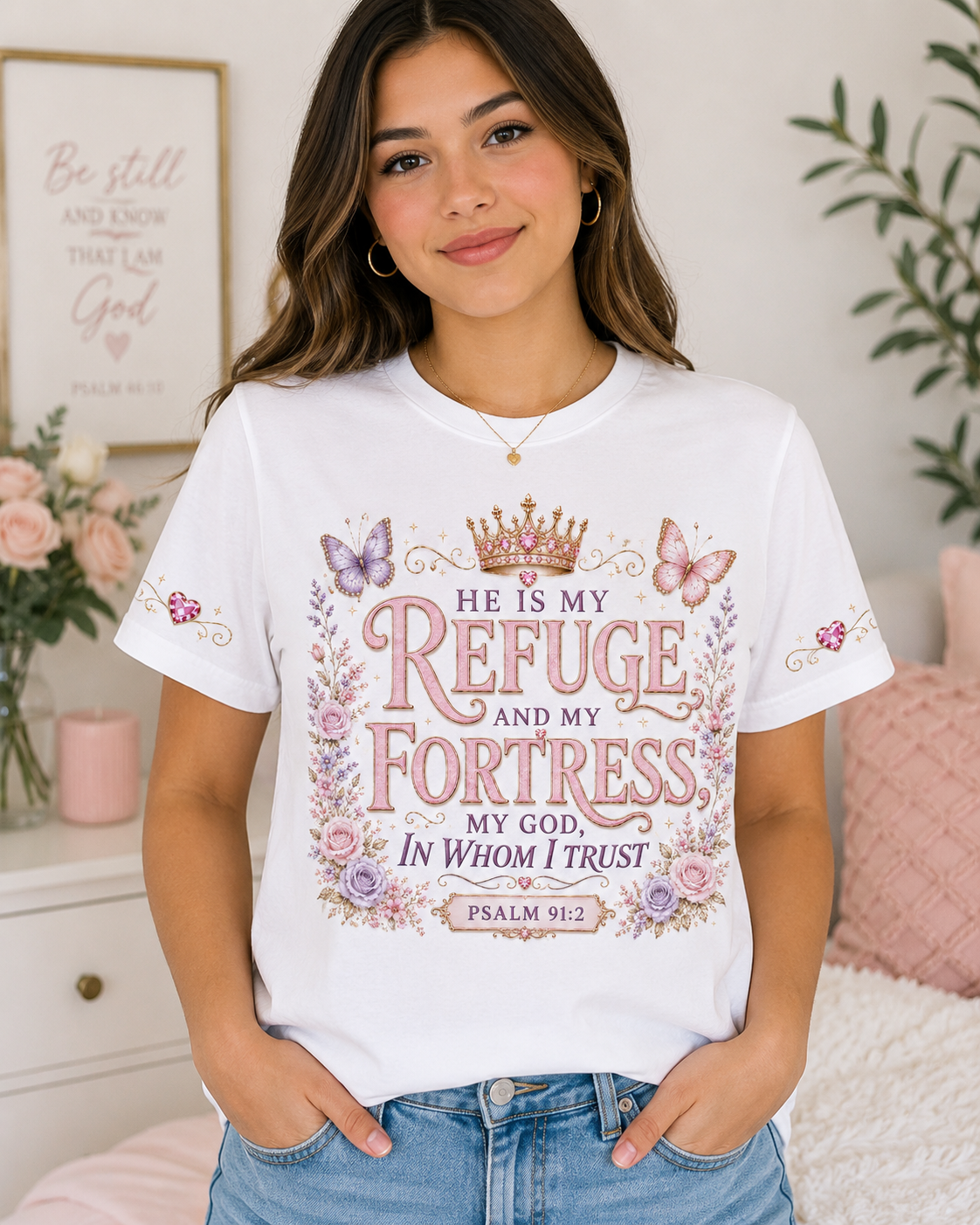 He is my Refuge and my Fortress psalm 91 Gildan 5.3 0z