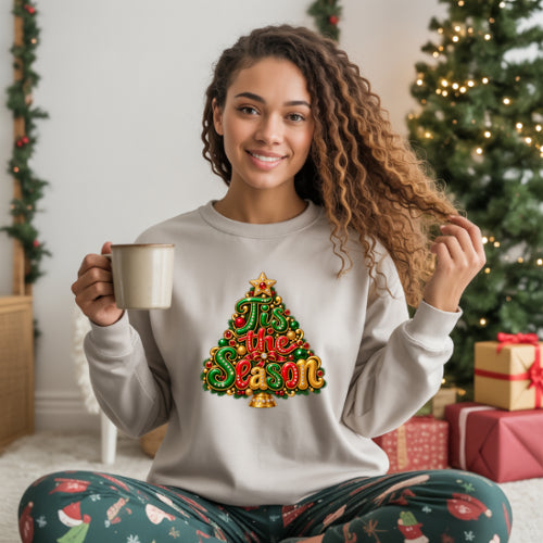 Tis the Season Christmas Sweatshirt – Jeweled Holiday Tree Graphic Pullover